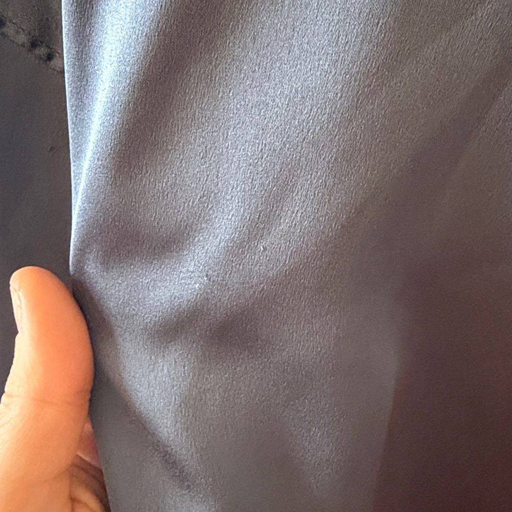 Abercrombie Slate Blue Oversized 90s Cropped Satin Shirt XL - Picture 6 of 7